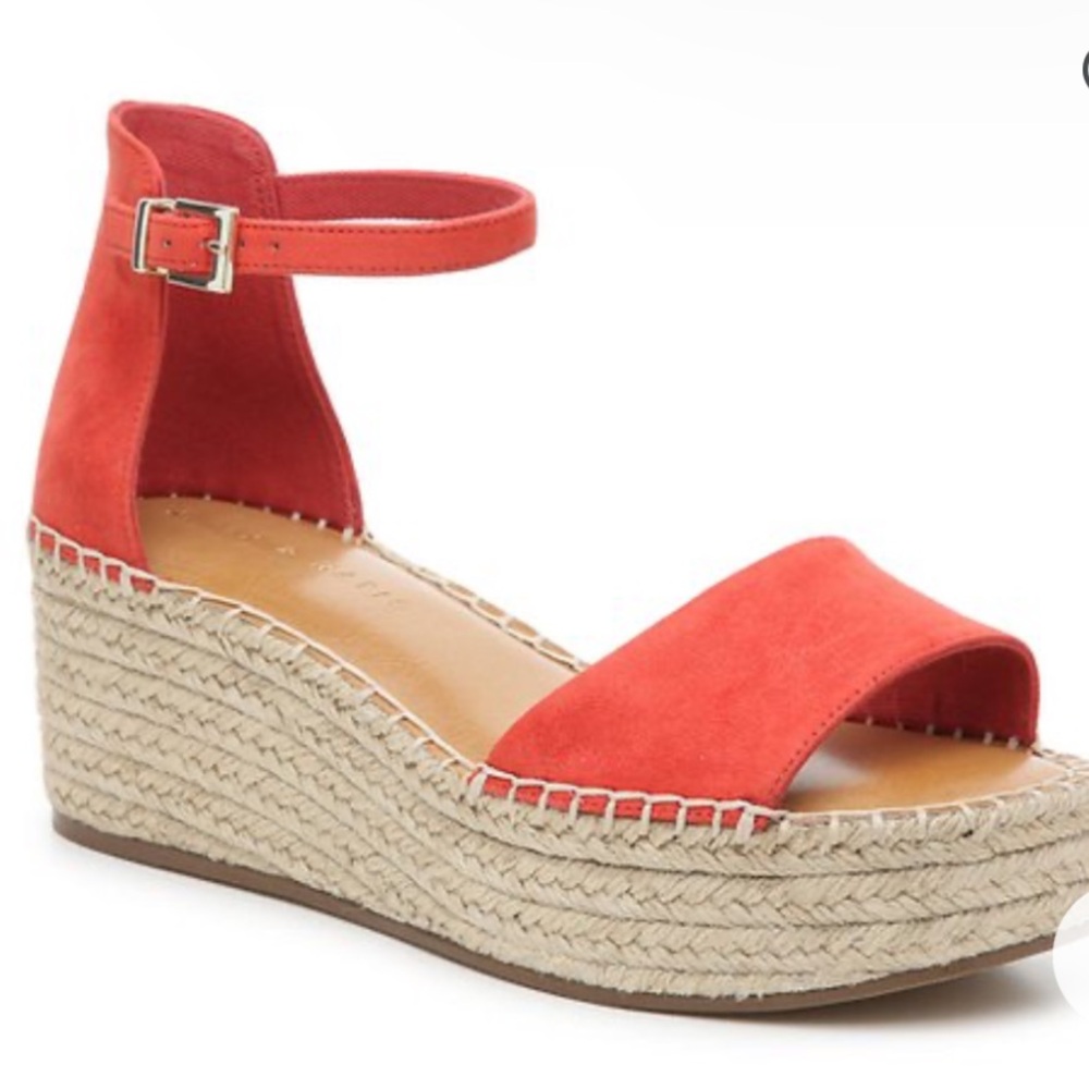 Kelly & Katie Red Espadrille Wedge Sandal